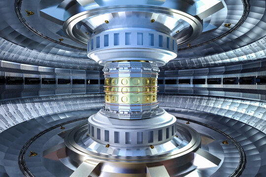 Smr or small modular nuclear fusion reactor core chamber inside