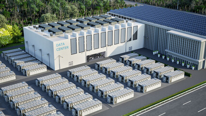 Energy storage systems or battery container units for data center © phonlamaiphoto