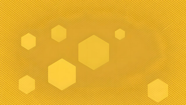 Yellow Hexagon Technology Background with Diagonal Mesh Pattern and Copy Space