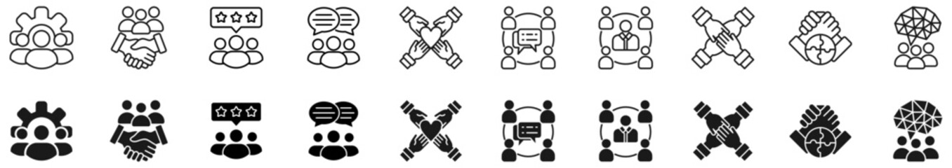 Society icon set. Group and human relationship symbol.