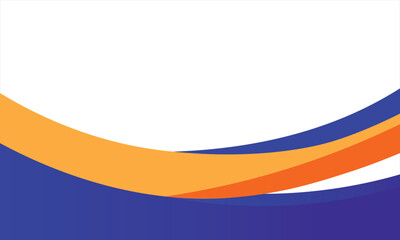 Abstract blue and orange business banner background with dynamic wave composition. Overlapping flat vector illustration