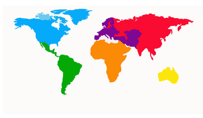 Colored World Political Map Flat Vector Illustration © Md