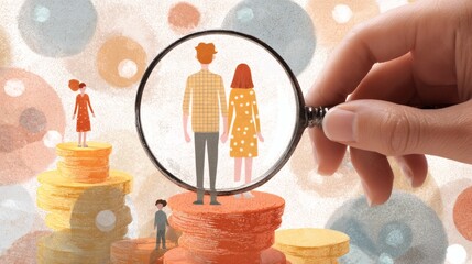 Hand Holding Magnifying Glass Exploring Relationships and Connections