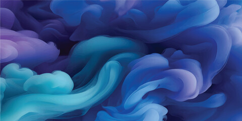 Vibrant abstract background featuring fluffy blue, purple, and teal cloud textures overlaid with golden stardust. Made manually in Procreate