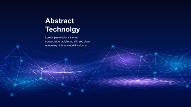 Abstract Technology Network Wave Background with Connected Nodes
