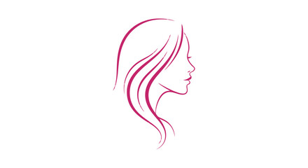 Elegant Woman Profile Silhouette with Flowing Hair. © nanda