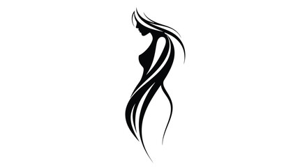 Naklejka premium Elegant Silhouette of a Woman with Flowing Hair.