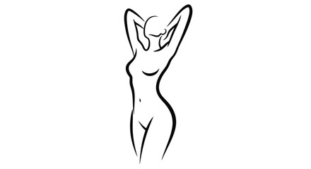 Elegant Line Art Silhouette of a Womans Body. © nanda