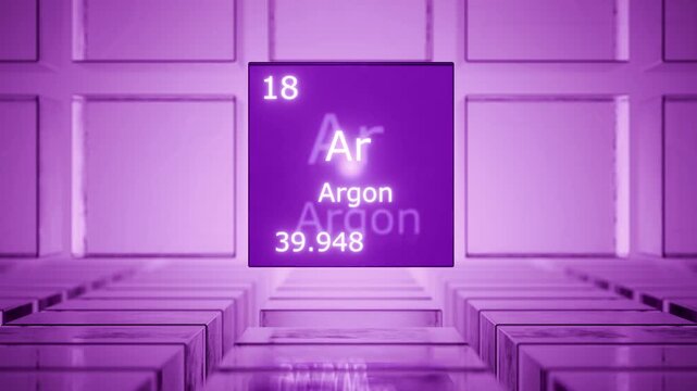 Argon gas is a periodic table element. Animation of argon gas symbol on the periodic table. Argon is an element on the periodic table.