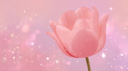 Elegant Pink Flower with Sparkle Background for Spring Decor