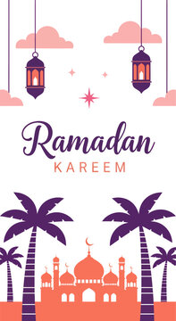 Potrait ramadhan kareem banner, vector illustration design