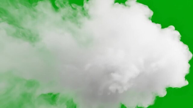 Video shows smoke effect with green screen background and white smoke