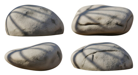Naklejka premium Set of four gray stones with natural shadows