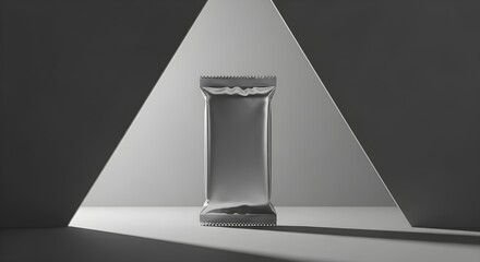 Naklejka premium Clear Foil Snack Packaging on Minimalist Background with Dramatic Lighting