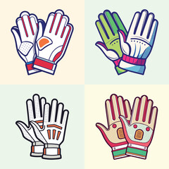Fototapeta premium Set of colorful golf gloves on pastel background vector illustration