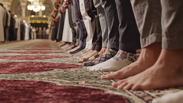 Muslims Praying in Mosque - A Spiritual and Religious Gathering.
