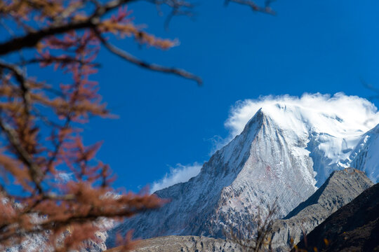 The last Shangri La, Yangmaiyong (or Jampayang in Tibetan) mountain peak in Yading, Daocheng County, Sichuan Province, China.