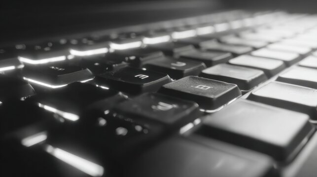 Keyboard close up with glowing keys
