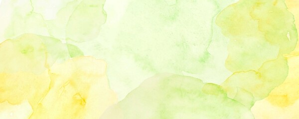 黄色の水彩絵の具で描いたグリーンの花びらの背景