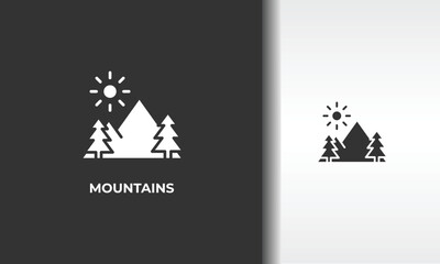 Mountains Vector, Icon Or Logo Sign Isolated Symbol Illustration