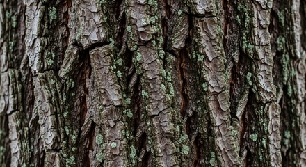Obraz premium Close up of rough textured tree bark with deep grooves and natural patterns.