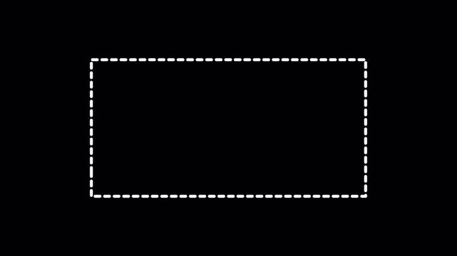 squre frame animation of dotted lined transparent background squar path animation of dotted lines for left to right in 4K animation with alpha channel 