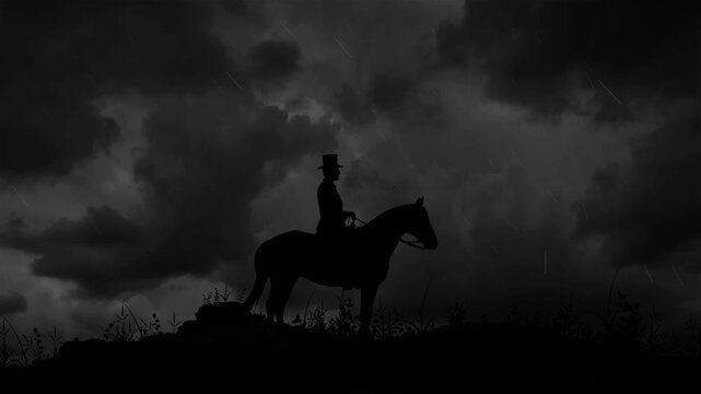 Abraham Lincoln on Horse in Lightning Storm
