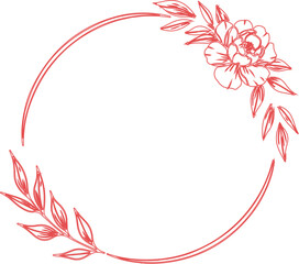 Obraz premium Floral frame with red flowers and decorative leaves in a beautiful vector design suitable for cards and holiday themes