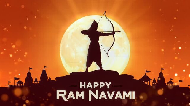 Happy Ram Navami Lord Rama Silhouette Festival Greeting
