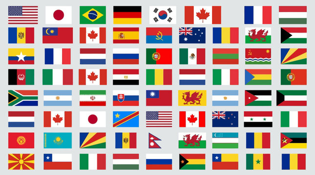 A comprehensive collection of national flags from countries around the world, representing global diversity and unity