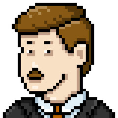 Fototapeta premium Vector Pixel Art Moustache Man in Suit