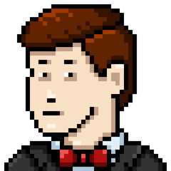 Obraz premium Vector Pixel Art Userpic of Man in Suit