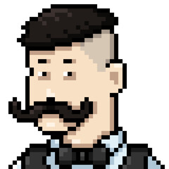 Fototapeta premium Vector Pixel Userpic of Man with Long Moustaches
