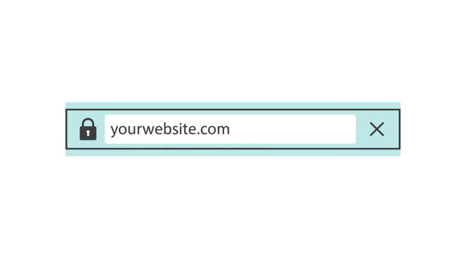 Secure website address bar with padlock icon and close button.