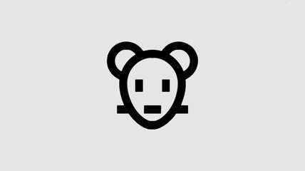 Fototapeta premium Simple black bear face icon on gray background minimalist design element for various uses