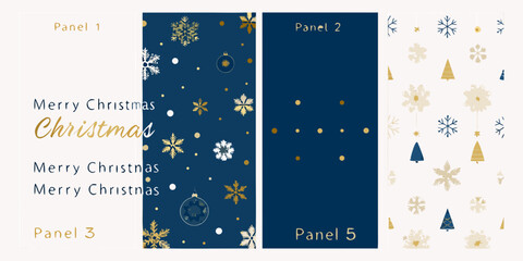 Festive christmas panels with snowflakes trees and holiday greetings © Ajay