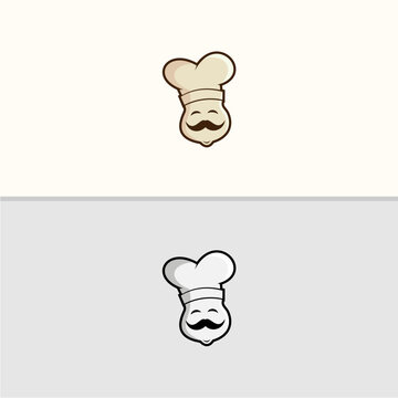 Modern Chef Logo Icon Minimal Monoline Vector