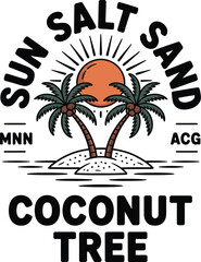 Obraz premium Tropical scene with sun salt sand coconut tree