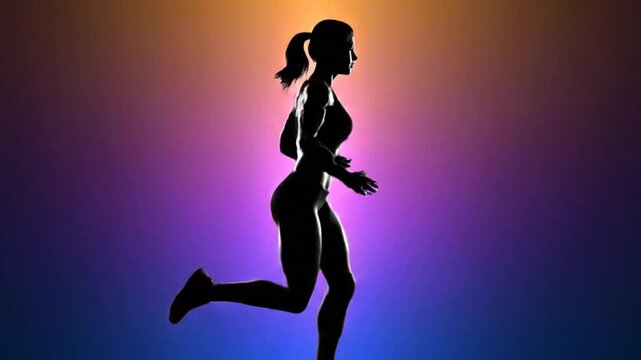 Athlete running silhouette in place
