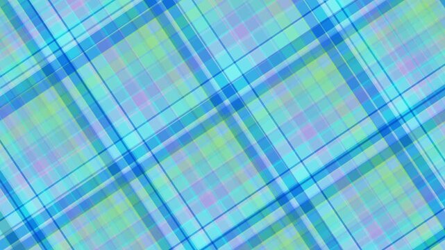 Vibrant blue, green, and purple tartan pattern with a subtle moir? effect, creating a dynamic and abstract visual texture.