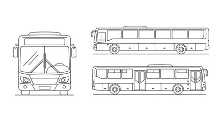Bus illustration front side and top view outline.