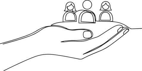 Hand holding abstract figures representing people or community 1