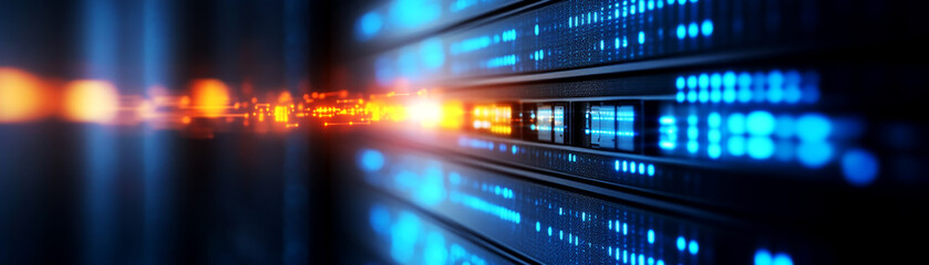 Fototapeta premium Dynamic Data Transfer in Cloud Computing Environments Optimizing Data Flow Visualizing Server Architecture High-Tech Data Centers