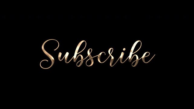 Elegant Gold Subscribe Button Animation on transparent Background for Social Media and Video Content.