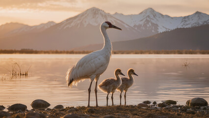 Obraz premium heron at sunset
