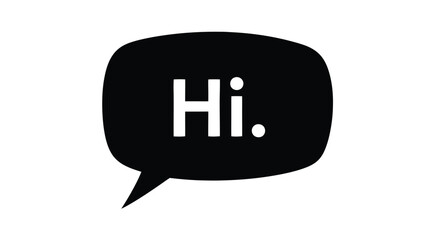 A black speech bubble displays hi in a bold simple silhouette © MSTALYA