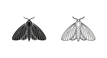 Black and white moths illustration with detailed wings and antennae Vector