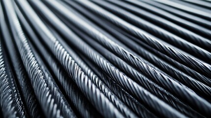 Close view of steel wire texture showing pairs of metal lines arranged in parallel form on a flat surface