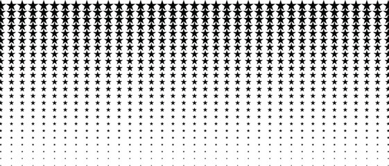 Halftone vector texture of gradient geometric black stars. Seamless pattern with a smooth transition. Abstract tech smooth transition for background and backdrop. Gradient transition lattice.