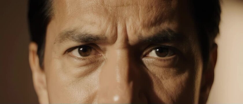 成功を確信する自信に満ちた力強い眼差しの感情表現